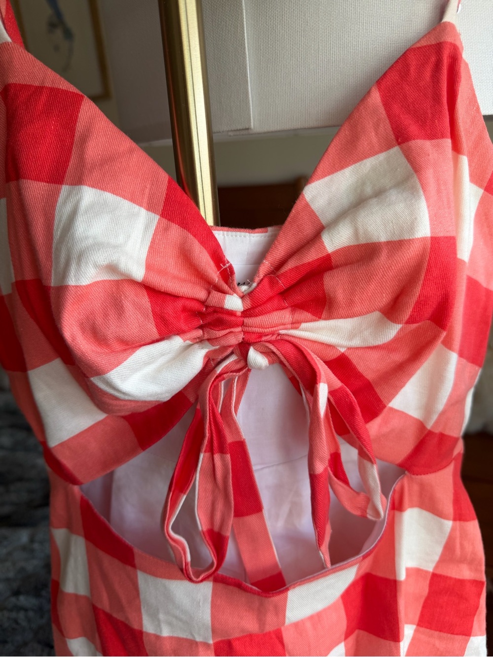 Lovers + Friends Red & White Gingham Tie-Front Mini Dress (Trixie Mini Dress) - Picture 4 of 7